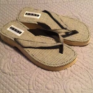 Espy platform wedge flip flop thong sandals.